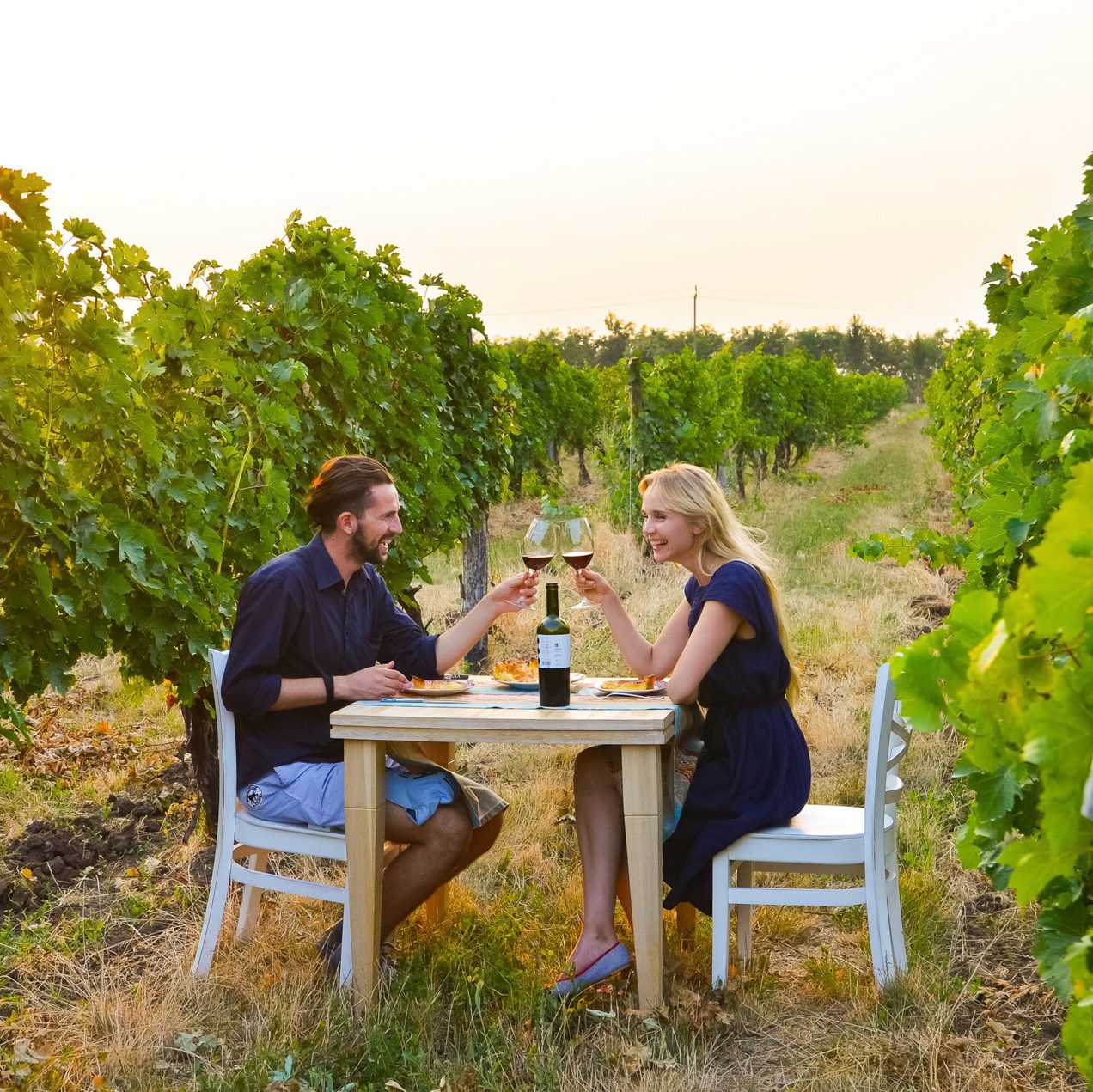 Moldova wine tasting in the vineyard 